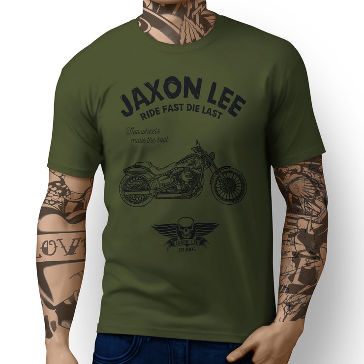 JL Ride Art Tee aimed at fans of Harley Davidson Breakout Motorbike