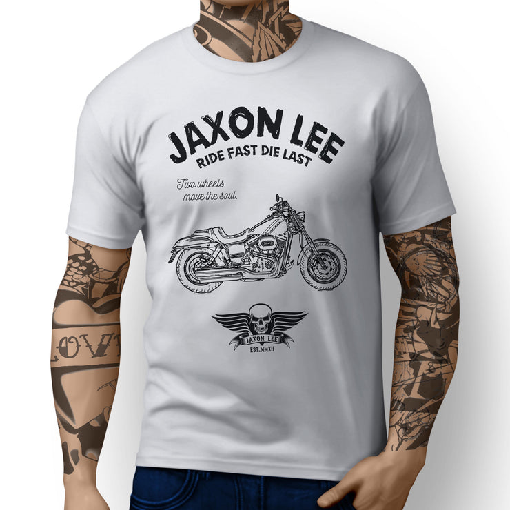 JL Ride Art Tee aimed at fans of Harley Davidson Fat Bob Motorbike