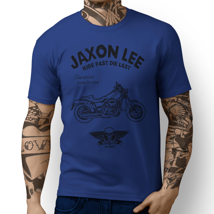 JL Ride Art Tee aimed at fans of Harley Davidson Fat Bob Motorbike