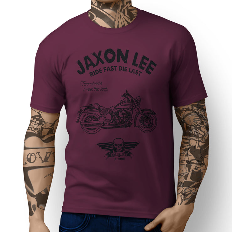 JL Ride Art Tee aimed at fans of Harley Davidson Softail Deluxe Motorbike
