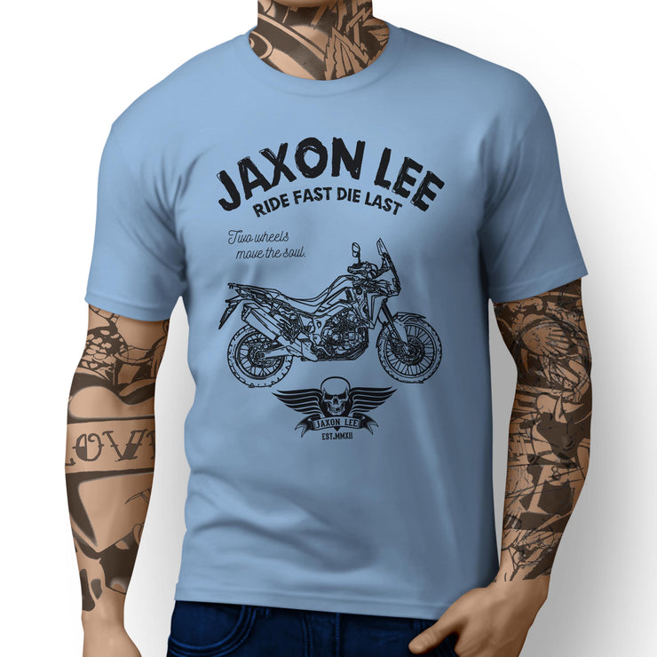 JL Ride Illustration For A Honda CRF1000L Africa Twin Motorbike Fan T-shirt