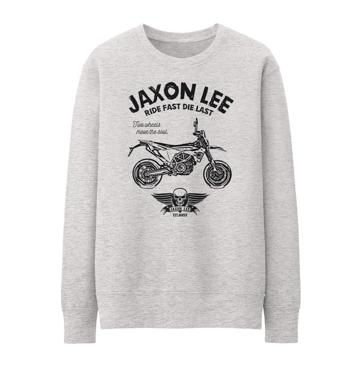 JL Ride Illustration For A Husqvarna 701 Supermoto Motorbike Fan Jumper