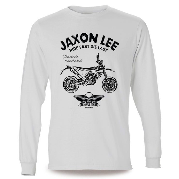 JL Ride Illustration For A Husqvarna 701 Supermoto Motorbike Fan LS-Tshirt