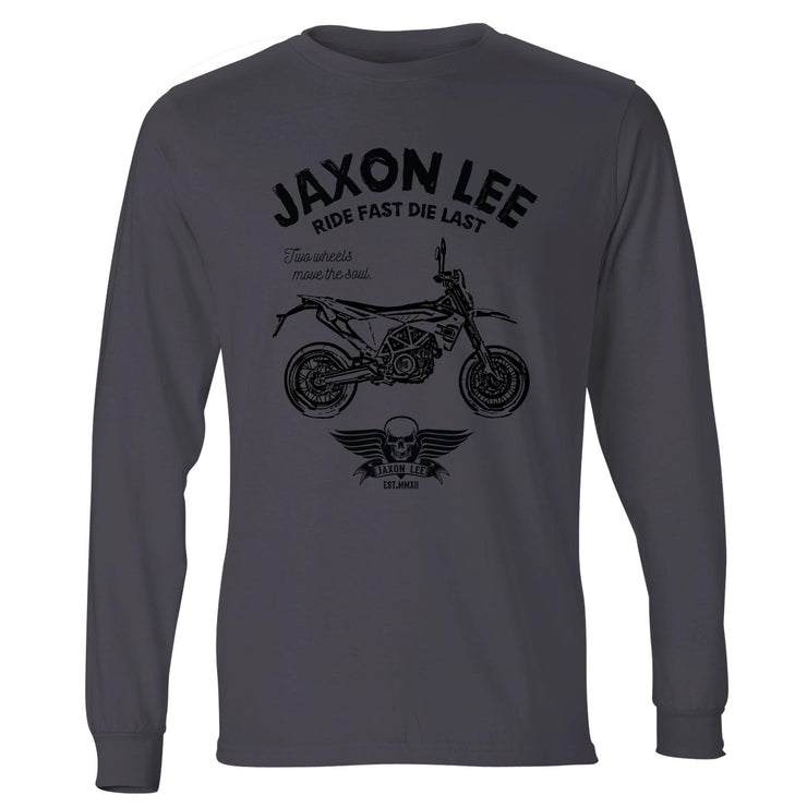 JL Ride Illustration For A Husqvarna 701 Supermoto Motorbike Fan LS-Tshirt