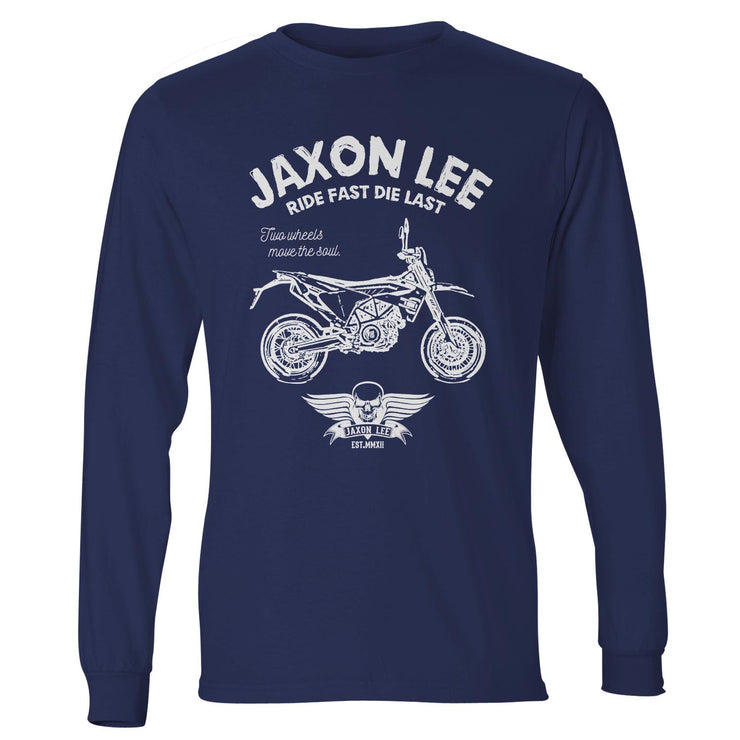 JL Ride Illustration For A Husqvarna 701 Supermoto Motorbike Fan LS-Tshirt