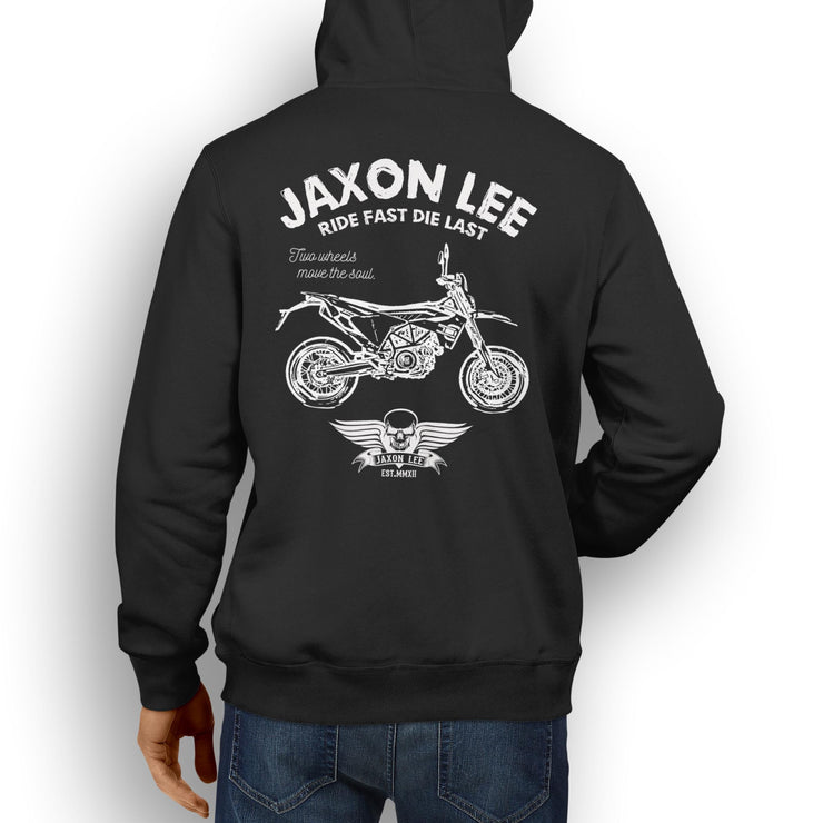 JL Ride Illustration For A Husqvarna 701 Supermoto Motorbike Fan Hoodie