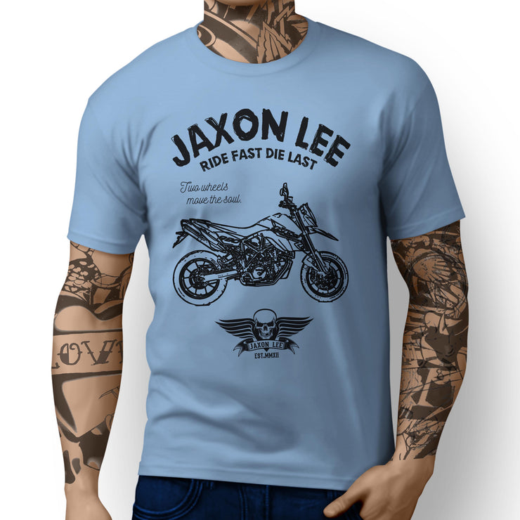 JL Ride illustration for a KTM 950 Supermoto R Motorbike fan T-shirt