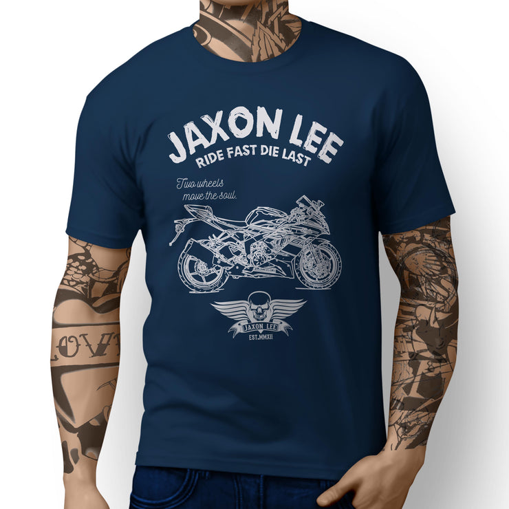 JL Ride Illustration For A Kawasaki Ninja ZX 6R KRT Motorbike Fan T-shirt