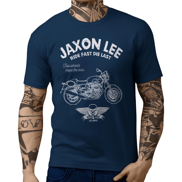 JL Ride Illustration For A Moto Guzzi V7 III Racer Motorbike Fan T-shirt