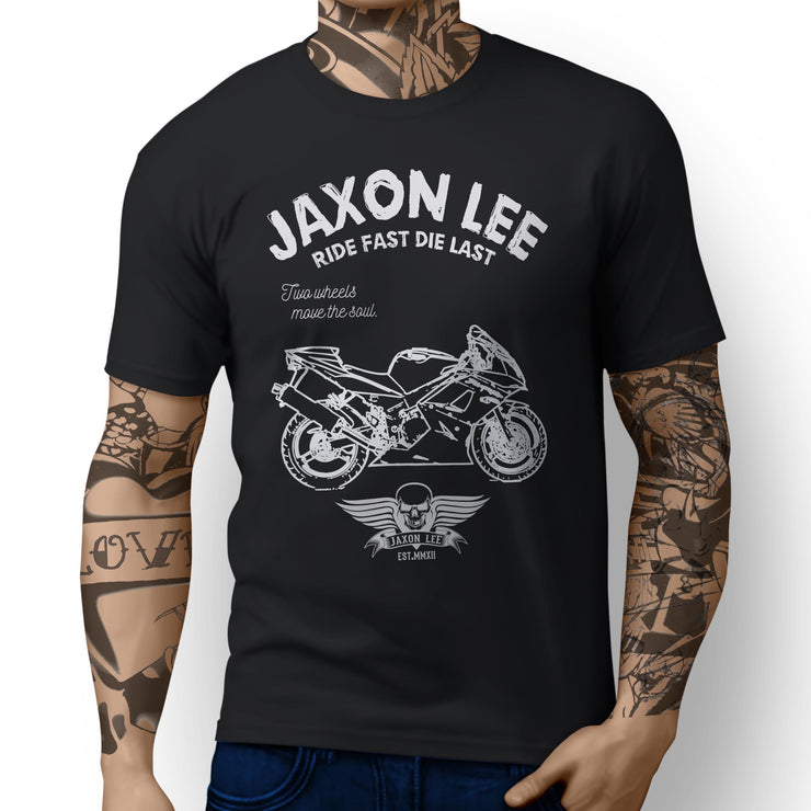 JL Ride Art Tee aimed at fans of Triumph Daytona 650 Motorbike