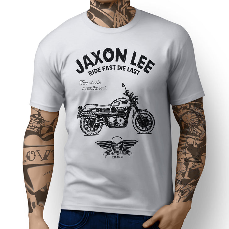 JL Ride Art Tee aimed at fans of Triumph Scrambler Motorbike