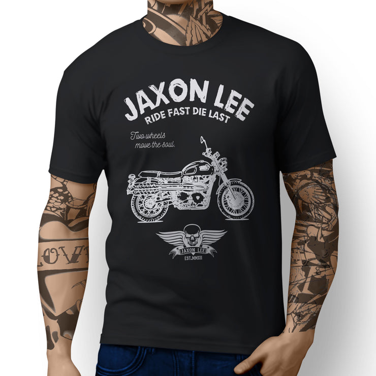 JL Ride Art Tee aimed at fans of Triumph Scrambler Motorbike