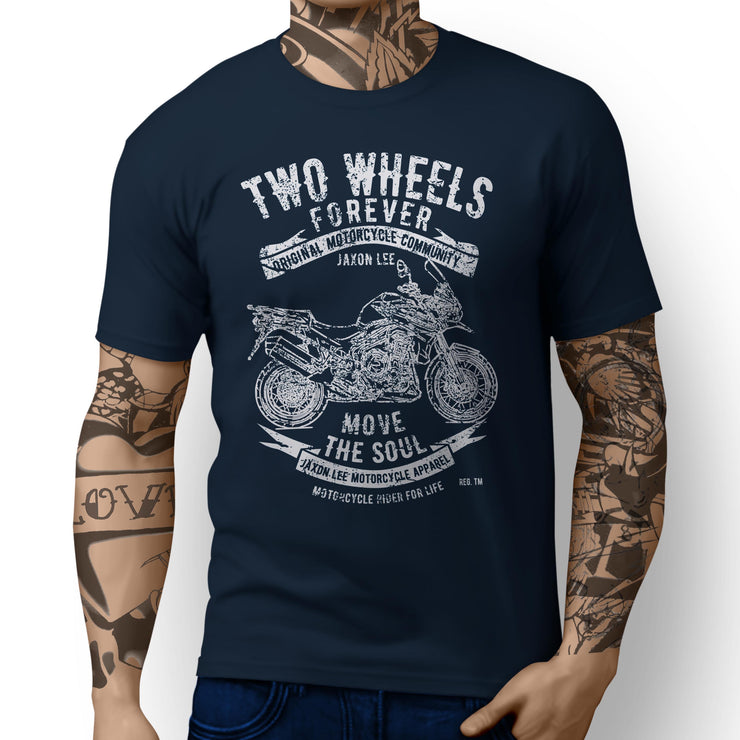 JL Soul Art Tee aimed at fans of Triumph Tiger Explorer Spoked Wheels Motorbike - Jaxon lee