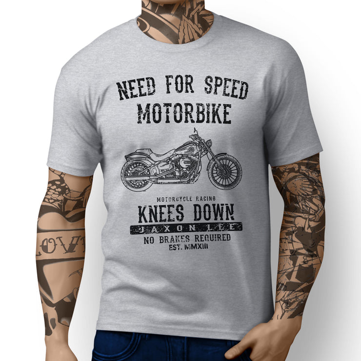 JL Speed Art Tee aimed at fans of Harley Davidson Breakout Motorbike