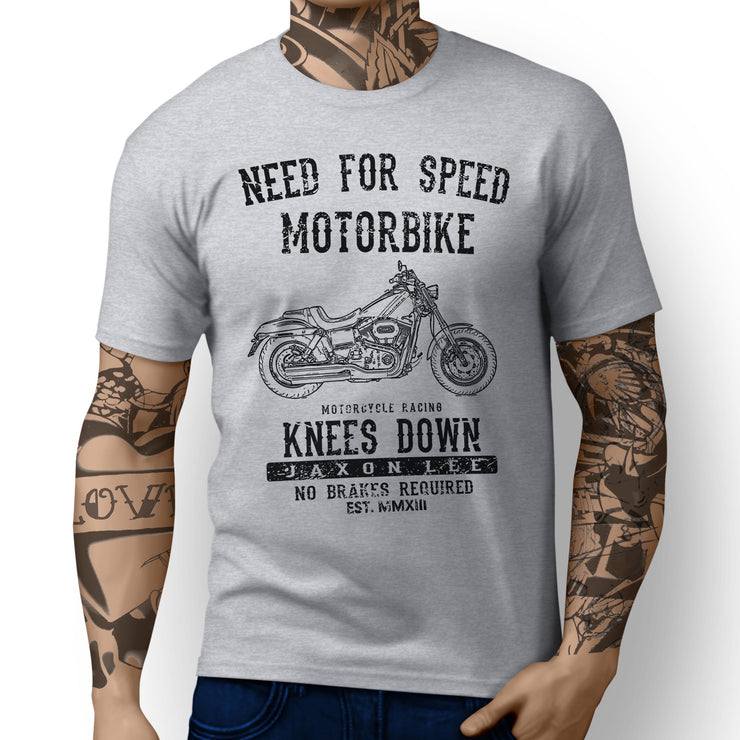 JL Speed Art Tee aimed at fans of Harley Davidson Fat Bob Motorbike