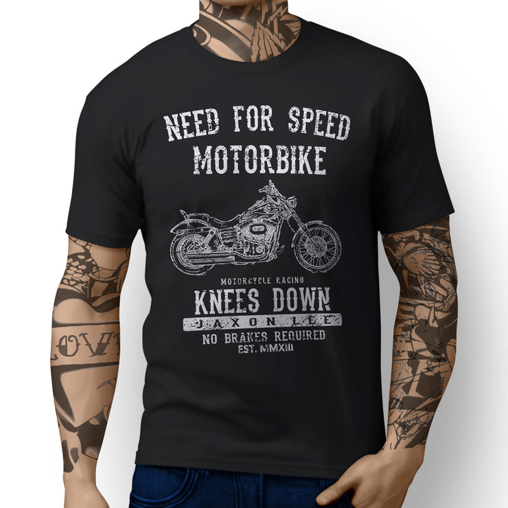 JL Speed Art Tee aimed at fans of Harley Davidson Wide Glide Motorbike