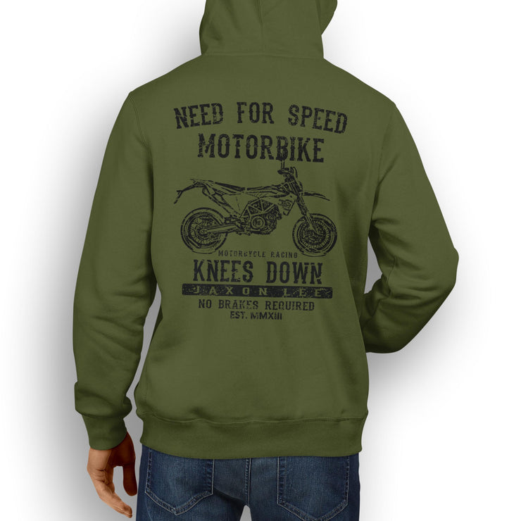 JL Speed Illustration For A Husqvarna 701 Supermoto Motorbike Fan Hoodie