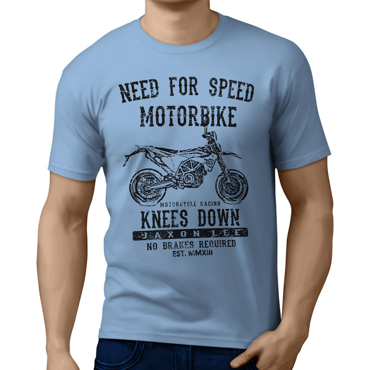 JL Speed Illustration For A Husqvarna 701 Supermoto Motorbike Fan T-shirt
