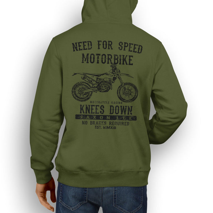 JL Speed Illustration For A Husqvarna FE 450 Motorbike Fan Hoodie