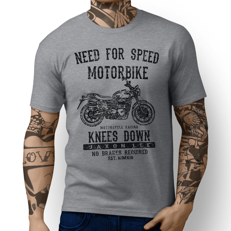 JL Speed Art Tee aimed at fans of Triumph Street Scrambler Motorbike