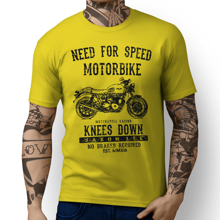 JL Speed Art Tee aimed at fans of Triumph Thruxton Ace Motorbike