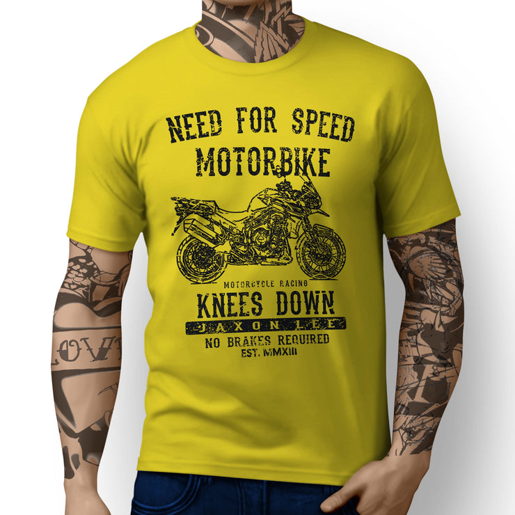 JL Speed Art Tee aimed at fans of Triumph Tiger Explorer Spoked Wheels Motorbike