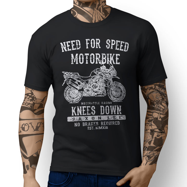 JL Speed Art Tee aimed at fans of Triumph Tiger Explorer Spoked Wheels Motorbike