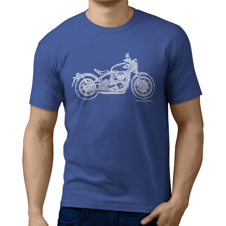 JL Illustration For A Triumph Bonneville Bobber Motorbike Fan T-shirt