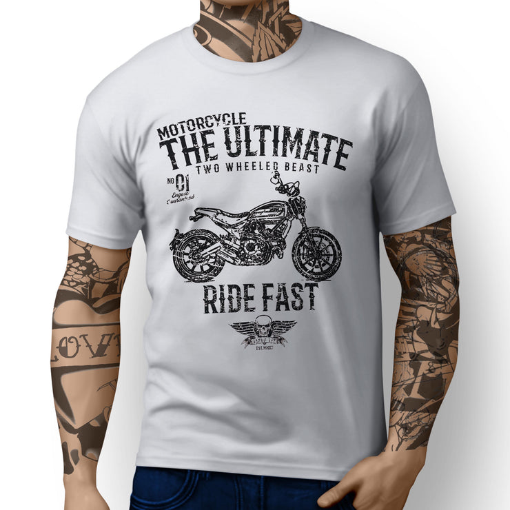JL Ultimate Illustration For A Ducati Scrambler Full Throttle Motorbike Fan T-sh