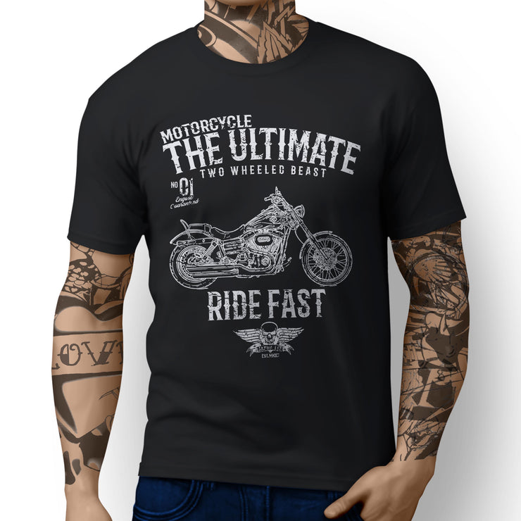 JL Ultimate Art Tee aimed at fans of Harley Davidson Wide Glide Motorbike