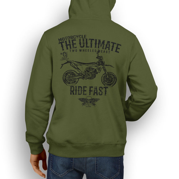 JL Ultimate Illustration For A Husqvarna 701 Supermoto Motorbike Fan Hoodie