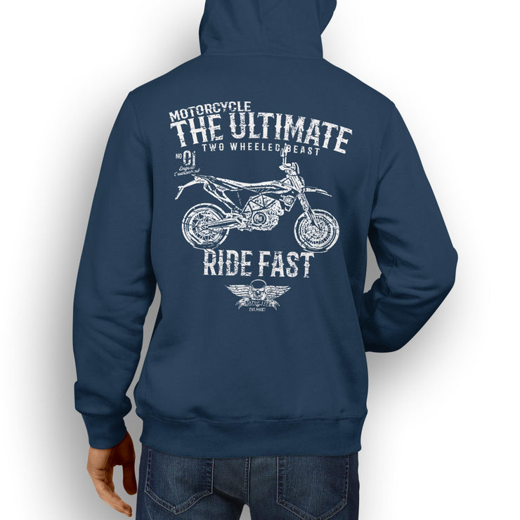 JL Ultimate Illustration For A Husqvarna 701 Supermoto Motorbike Fan Hoodie