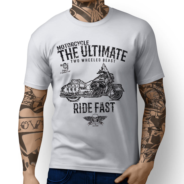 JL Ultimate Illustration For A Indian Chief Vintage Motorbike Fan T-shirt