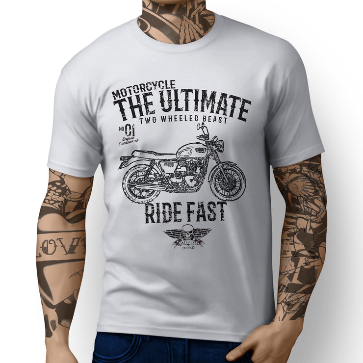 JL Ultimate Art Tee aimed at fans of Triumph Street Bonneville T100 Black Motorb