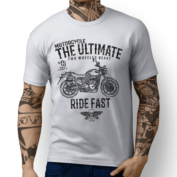 JL Ultimate Art Tee aimed at fans of Triumph Street Scrambler Motorbike