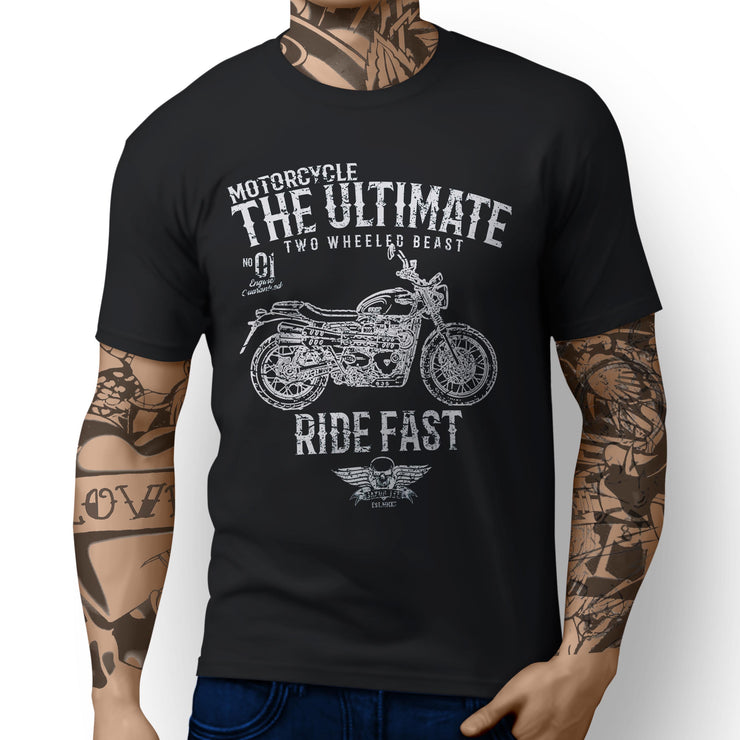 JL Ultimate Art Tee aimed at fans of Triumph Street Scrambler Motorbike