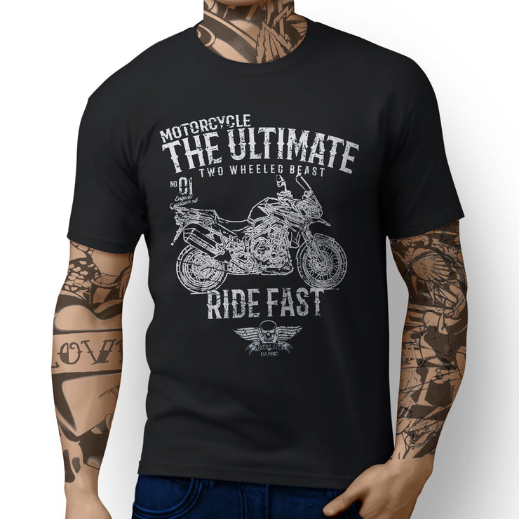 JL Ultimate Art Tee aimed at fans of Triumph Tiger Explorer Spoked Wheels Motorb