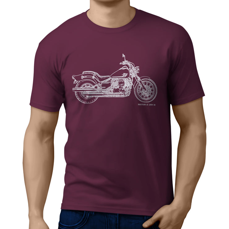 JL Illustration For A Yamaha V-Star 650 Custom 2017 Motorbike Fan T-shirt