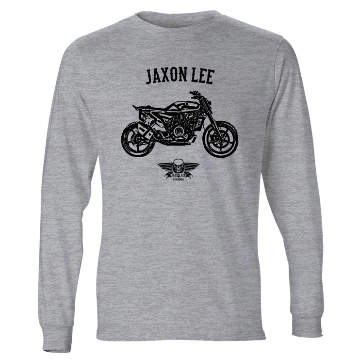 Jaxon Lee Illustration For A Husqvarna Svartpilen 701 Motorbike Fan LS-Tshirt