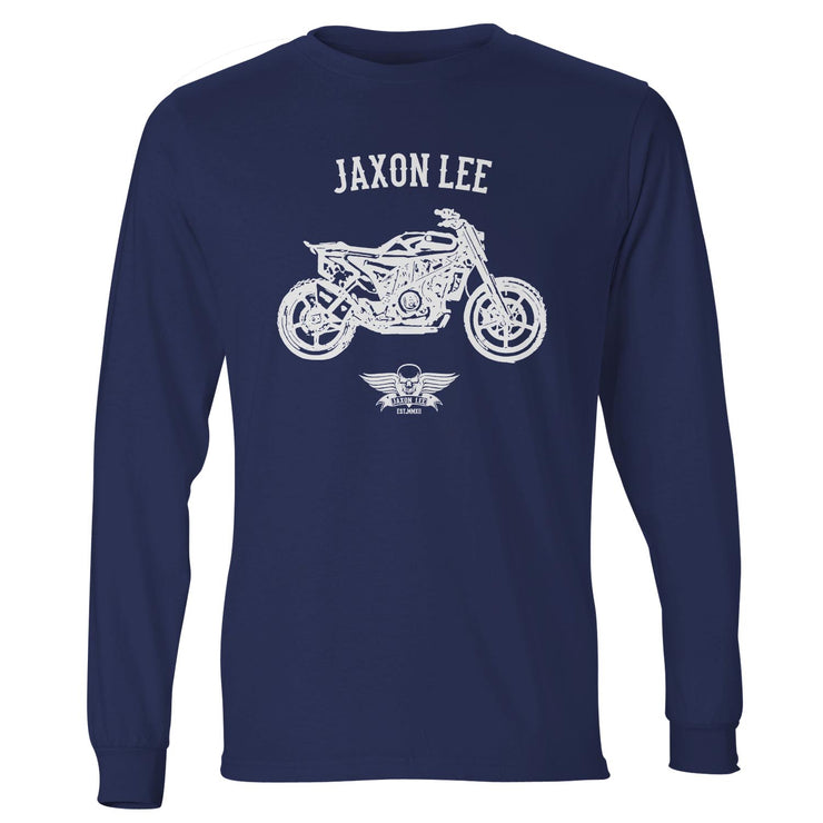 Jaxon Lee Illustration For A Husqvarna Svartpilen 701 Motorbike Fan LS-Tshirt