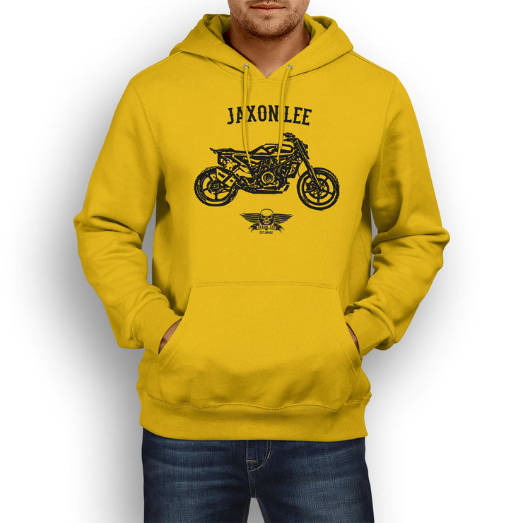 Jaxon Lee Illustration For A Husqvarna Svartpilen 701 Motorbike Fan Hoodie