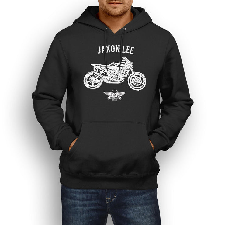 Jaxon Lee Illustration For A Husqvarna Svartpilen 701 Motorbike Fan Hoodie