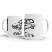 JL Illustration For A Ford Fiesta Mk2 XR2i Motorcar Fan – Gift Mug