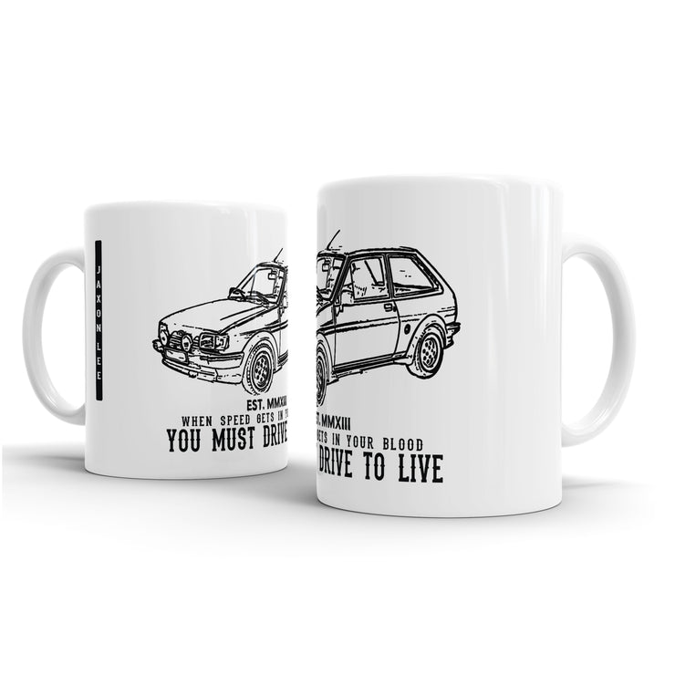 JL Illustration For A Ford Fiesta Mk2 XR2i Motorcar Fan – Gift Mug