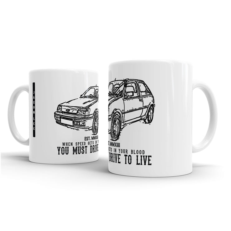 JL Illustration For A Ford Fiesta RS Turbo Motorcar Fan – Gift Mug