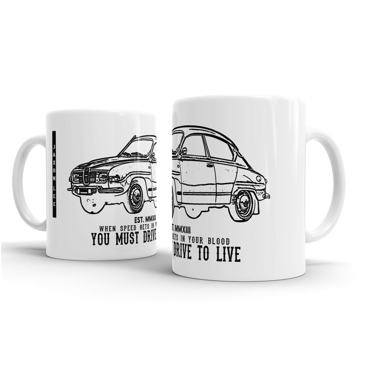 JL Illustration For A SAAB 96 Motorcar Fan – Gift Mug