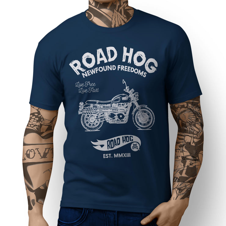 RH Freedom Art Tee aimed at fans of Triumph Scrambler 2016 Motorbike