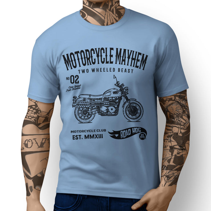 RH Mayhem Art Tee aimed at fans of Triumph Scrambler 2016 Motorbike