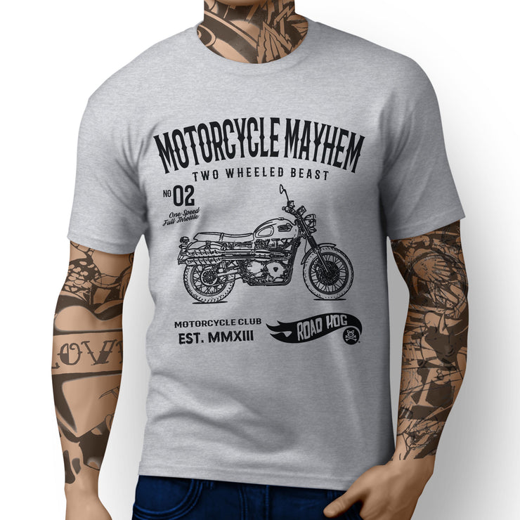 RH Mayhem Art Tee aimed at fans of Triumph Scrambler 2016 Motorbike