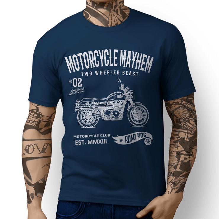 RH Mayhem Art Tee aimed at fans of Triumph Scrambler 2016 Motorbike